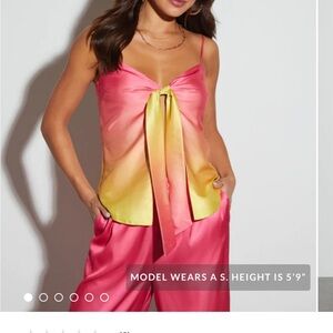 Satin tie dye vici top. Size large by vici- new without tags